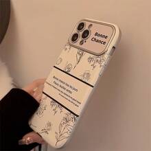 1 pieza Funda protectora con estampado a cuadros de frambuesa y floral compatible con Apple 15, 16 Pro Max, 11, 14, 12 - Rosa y Blanco - Blanco - Ver 4