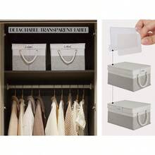 LoforHoney Home Fabric Storage Bins With Lids For Organizing Foldable Closet Storage Boxes For Shelves Clothes Baskets With Cotton Rope Handles  Beige And Gray 2Pack - Beige/Gray - View 3