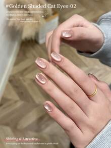 XEIJAYI Golden Gradient Cat Eye Nail Gel - Luxurious Shimmering Gold Tones With Depth Effect, Perfect For Women's Glam Nails & Special Occasions, Long-Lasting & Easy Apply - Màu Hồng  San hô - Xem 4
