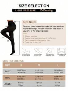 10-15 MmHg Mild Compression Opaque Closed Toe Pantyhose Women, Warm & Slimming High Waist Design (Recommend Sizing Up), Comfortable - 黑色 - 查看 4