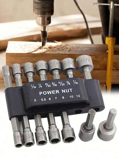 9/14pcs Impact Driver Socket Set With Strong Magnetism, Extended Socket Adapters, Power Nut Driver, 1/4" (6.35mm) Hex Shank, For Electric Drills And Impact Wrenches, For DIY And Professional Use