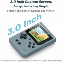 Consola de Juegos Retro Portátil, con 400 Juegos Integrados, Reproductor de Videojuegos Portátil con Pantalla IPS de 3.0 Pulgadas y Batería Recargable (Azul) - Negro - Ver 4