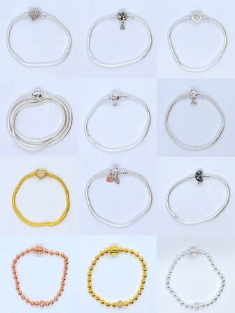 1pc Multi-Style Sparkling Button-Style Bracelet DIY Golden Heart-Shaped Diamond-Studded Bead Bracelet, Silver Heart-Shaped Love Flash Charm Bracelet,60 CM Bead Necklace, Suitable For Matching Bracelet Beads & Charms For Bracelet To Create A Fashionable Wearing Effect, Suitable For Christmas Gifts, Halloween Gifts