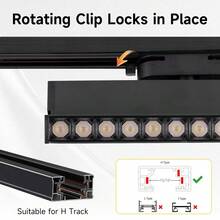 Adjustable LED Track Light, Ceiling Mounted Spotlight, Sliding LED Lamp For Home, Foldable And Dimmable Track Spotlight, Black (Requires Track Power Supply), Suitable For Bedroom/Kitchen/Living Room/Closet/Hallway/Room/Cafe/Exhibition Hall/Store/Entryway/Corridor/Dining Room/Clothing Store/Bar