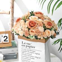 1束人造玫瑰花，刺绣花球，混合花卉，雏菊，适用于生日派对、聚会、装饰、婚礼花篮、新娘捧花、家居装饰、餐厅、卧室、窗台、花瓶装饰、情人节、新年装饰、户外花园、返校季 - 香檳色 - 查看 6