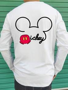 Disney [Custom] IP Licensed, Men's Long Sleeve T-Shirt Customization Service, Supports Exclusive Slogans/Creative Patterns/Anime Characters/Couples/Pets/Selfies/Celebrity Portraits, Fashionable And Versatile Long Sleeve T-Shirt, Men's T-Shirt. - White - View 2