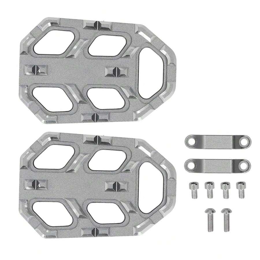 Premium Wide Motorcycle Footpegs - Compatible With  NC750, NC750X, NC750S (2014-2020) And CB500X (2015-2016) | Lightweight Titanium Construction - Silver - View 1