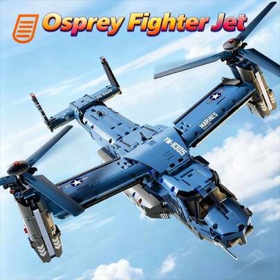 Colección definitiva: Juego de bloques de construcción del Caza furtivo J-20, el Tiltrotor V-22 Osprey y el Helicóptero de ataque, con talla grande de 1400 piezas, un gran modelo con soporte de exhibición y función de engranajes, un regalo avanzado de bricolaje para coleccionistas adultos y entusiastas militares
