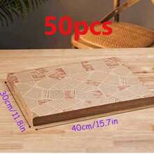 50 piezas de papel de hornear, papel de envolver sándwiches, suministros de repostería (la posición del patrón es irregular y aleatoria) - Multicolor - Ver 14