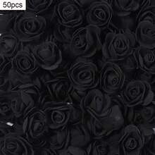 50 pièces Têtes de fleurs de rose artificielles, fleurs en mousse de PE convenant pour ours en rose DIY, décoration de mariage, emballage cadeau, accessoires cheveux - Multicolore - Voir 10