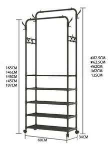 Multi-Layer Hanging Clothes Rack With Drying And Storage Functions For Clothes, Hats, Shoes And Pants – Space-Saving Freestanding Organizer For Bedroom And Dorm, Easy Assembly, Durable Construction, Versatile For Wardrobe, Laundry Room, Seasonal Gear, And Daily Organization, Ideal For Small Apartments And Shared Living, Keeps Garments Dry, Accessible, And Clutter-Free With Modern Design Compatible With Various Interior Styles - Multicolor - View 9