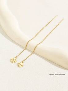 1 par de pendientes redondos geométricos minimalistas, pendientes de borla elegantes y de moda, cadena de círculo de acero inoxidable, regalo del Día de San Valentín