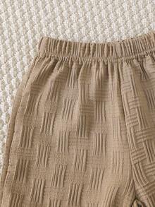 男童两件套：罗纹领半开襟POLO衫和松紧腰休闲短裤，春夏款 - 白色 - 查看 7