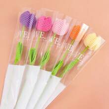 1pc Creative Wedding Handheld Small Bouquet Handmade Knitted Bouquet Woolen Crochet Flowers Gifts Artificial Flowers Home Decorations - Multicolor - View 6