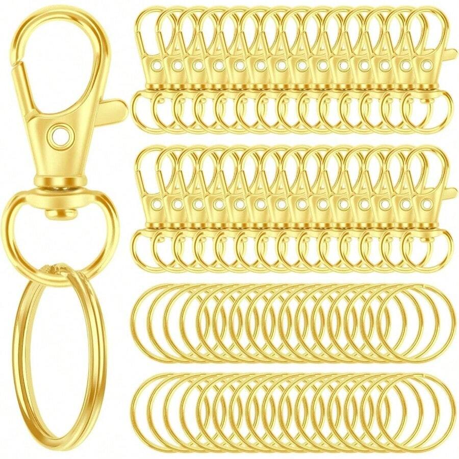 60PCS Keychain Making Kit, Including 30PCS Keychains Clips Hooks And 30PCS Key Chain Rings, Lobster Claw Clasps With Keychains Rings Accessories Jewelry Making