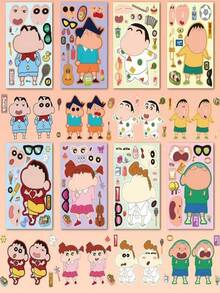 A Set Of 8PCS Crayon Shin-Chan Costume Stickers Are Paired With Educational Boy Diaries And Girl Diy Handicrafts To Relieve Stress And Fun. They Are Suitable For Decorating Mobile Phones, Laptops, Suitcases, Water Cups, Skateboards, Notebooks And Guitars. - Multicolor - View 4