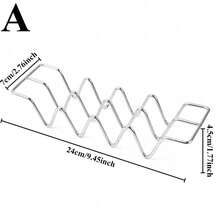 2/4pcs Stainless Steel Taco Holder Set With Sauce Cups Spoon Detachable Condiment Cups Rust-Resistant, Dishwasher Safe Taco Stand For Kitchen Use Mexican Restaurant Style Pancake Rack, Pizza Display Stand, Spring Roll Food Rack - Multicolor - View 16