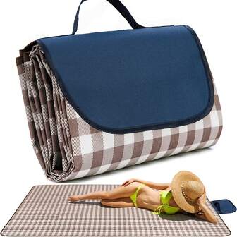 1pc Picnic Mat Beach Blanket, Sand Proof Water Resistant Camping Portable Travel Rug, Suitable For Outdoor Indoor Home Beach Park Lawn, Hiking