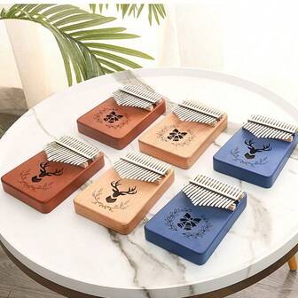 Leg Brand 17-tangenters Kalimba-tumpiano med blandade färger – Bärbart och lättspelat fingerpiano för nybörjare, musikaliskt presentinstrument med instruktionsmanual och noter för daglig fritid, resor, musikupplysning och hobbyövning