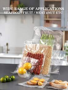 100pcs Textured Vacuum Sealer Bags, Reusable, Mesh Fresh Bag, Food Protection Sealed Bag, Household Vacuum Bag, For Fruits And Vegetables And Kitchen Storage, Home Kitchen Supplies - White - View 10