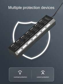 USB 2.0 集线器，多端口 USB 分线器，带电源适配器，4/7 端口 USB 扩展集线器 - 彩色 - 查看 6