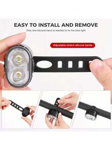 Juego de luces LED recargables por USB para bicicleta, súper brillantes delanteras y traseras, 4/6 modos, luces para montar en bicicleta de noche, iluminación delantera y trasera para bicicleta de montaña, equipo de ciclismo con luz de advertencia intermitente, montaje en el manillar, luz de freno trasera - Multicolor - Ver 11