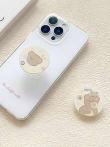 1 pieza Soporte de teléfono con agarre de dibujos animados de oso y perro, soporte de escritorio adhesivo y expandible, soporte de teléfono unisex adecuado para todos los teléfonos inteligentes compatibles con y Android, regalo para cumpleaños, familia, amigos, para baño, cocina, regalos de cumpleaños, soporte de teléfono, accesorios de teléfono, con alta capacidad de carga