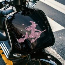Glitter Witch Cat Broom Halloween Sticker - Glitter Vinyl Car Decoration, Easy To Apply & Disposable! - one-size - View 9