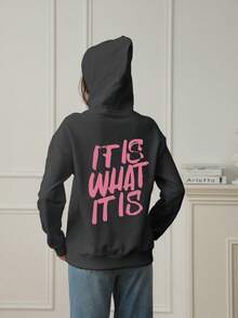 Women's Fashionable Autumn/Winter Hooded Pullover Sweatshirt, Soft And Comfortable Thermal Lined Autumn/Winter Top. Women's Casual Thermal Lined Hooded Sweatshirt, Featuring A Collegiate Print Design, Exuding Youthful Vitality. Suitable For Running, Casual Wear, Gatherings, Parties, And More. Provides Warmth During The Autumn/Winter Season, Suitable For Activities Like Running And Exercising. Oversized Thick Hooded Sweatshirt For Women, Suitable For Street Style And Outdoor Wear, Applicable For Autumn/Winter.