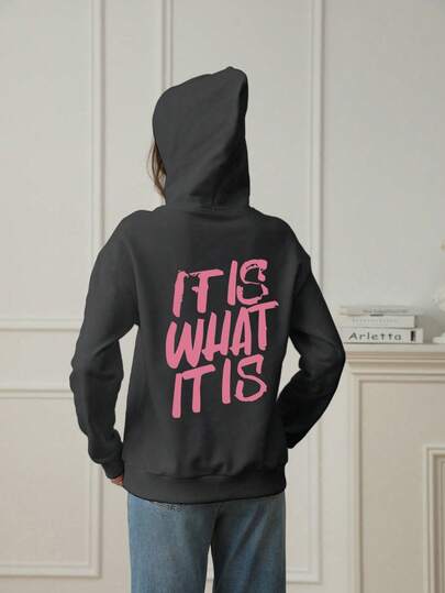 Women's Fashionable Autumn/Winter Hooded Pullover Sweatshirt, Soft And Comfortable Thermal Lined Autumn/Winter Top. Women's Casual Thermal Lined Hooded Sweatshirt, Featuring A Collegiate Print Design, Exuding Youthful Vitality. Suitable For Running, Casual Wear, Gatherings, Parties, And More. Provides Warmth During The Autumn/Winter Season, Suitable For Activities Like Running And Exercising. Oversized Thick Hooded Sweatshirt For Women, Suitable For Street Style And Outdoor Wear, Applicable For Autumn/Winter.