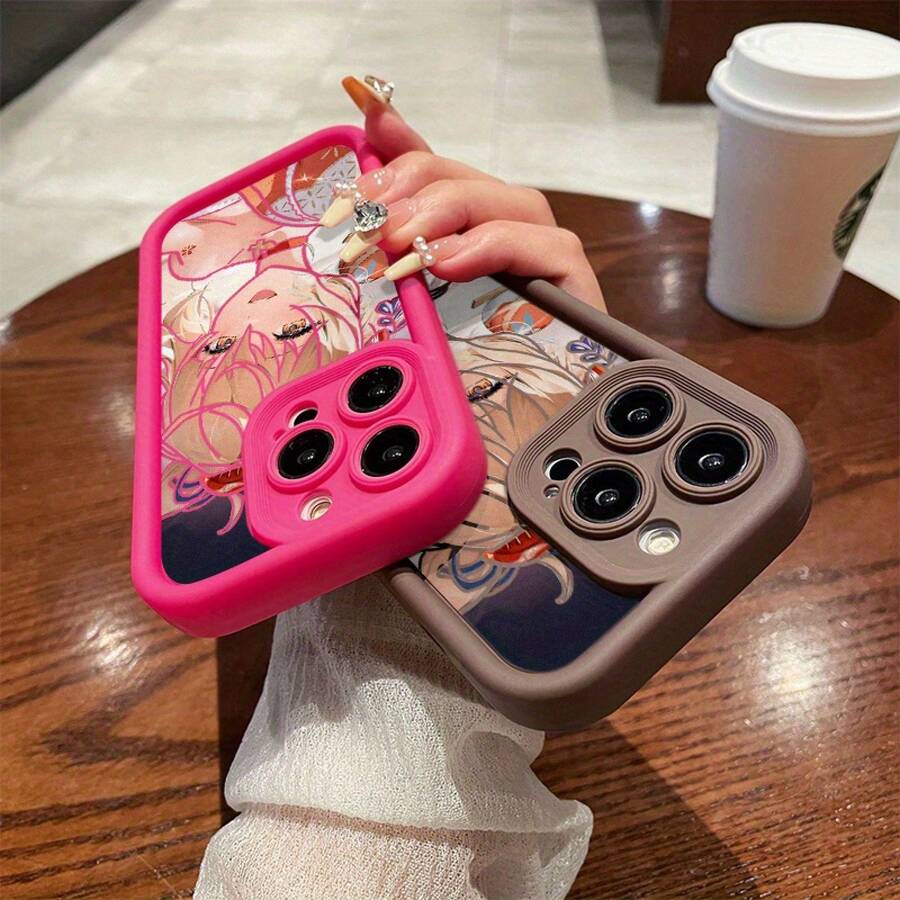 Funda de teléfono con patrón de chica anime para iPhone 16, a prueba de golpes y anti-caída, 14, sensación suave, 12PROMAX, hombres, 13 estética, 13MINI, diseño de protección de lente de cobertura completa, 11 único, 13PROMAX, parejas, 14PROMAX, mujeres, 11PRO, fundas de teléfono 14PRO negras, 12PRO, TPU grueso XR, lindo, 15/16PLUS/16PRO/XSMAX/14PLUS/XS/15PROMAX/13PRO/11PROMAX/15PRO/12/16/15PLUS/12MINI/16PROMAX - Blanco - Ver 1