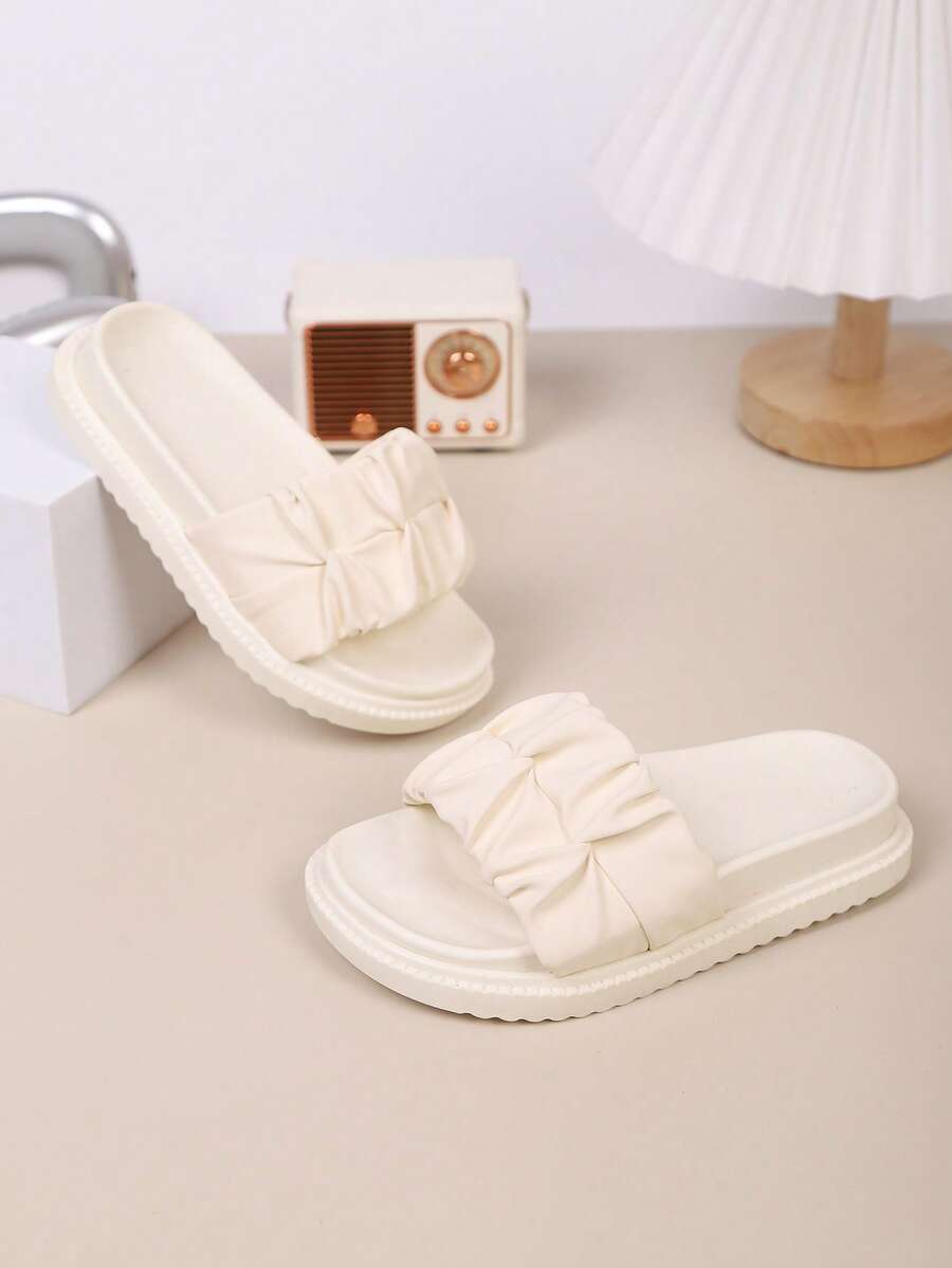 Children's Fashion Slippers, New Summer Thick Bottom Pleated Design Stylish, Comfortable Flat Sandals - Beige - View 1