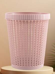 1个新款仿藤编织圆形压环无盖塑料垃圾桶，家用自抽垃圾袋，塑料垃圾桶 - 彩色 - 查看 11