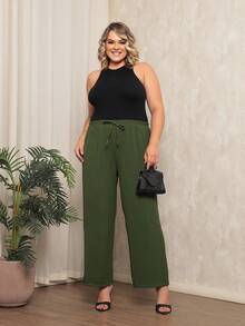 Plus Size Pants - Army Green - View 8