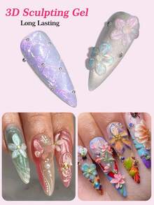Gel móng tay 3D hiệu ứng hologram Aurora, gel nối móng không dính, hiệu ứng lấp lánh, chạm khắc và dập nổi thủ công, có thể đính đá và bột, mang đến trải nghiệm làm móng chuyên nghiệp tại nhà. - Nhiều màu - Xem 4