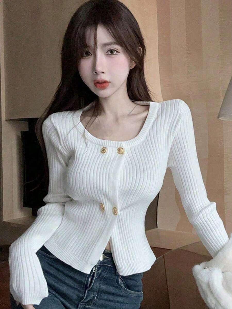 Women Knit Tops - White - View 1