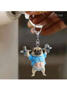 Reading Pug 2D 亚克力背包钥匙扣 - 可爱的宠物配饰，适用于背包、包、汽车钥匙扣和日常使用，宠物纪念吊坠，非常适合男女情侣礼物，爱狗人士礼物，派对用品学校背包汽车配件 Goth Y2k - 彩色 - 查看 12