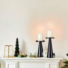 Bronze/Black Metal Pillar Candle Holder, Modern Iron Column Candlestick, Centerpiece For Dining Table, Birthday Party, Wedding, Home Decor, Gift Gifts Graduation - Black - View 6