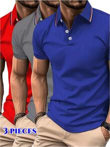 3 camisas tipo polo de verano a la moda y versátiles para hombre, transpirables, cómodas de manga corta, polo casual de negocios, camisetas que absorben la humedad para actividades al aire libre