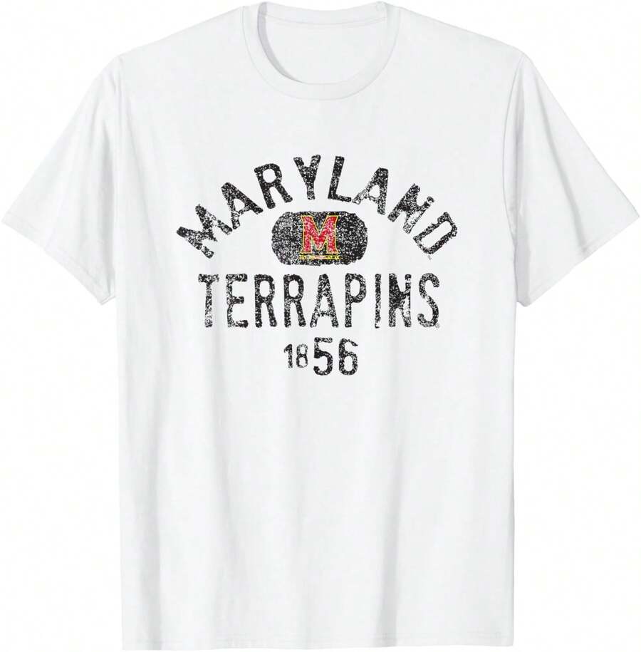 Authentics Maryland Terrapins 1856 Vintage Logo Unisex-Adults White Cotton Short Sleeve Crew N - trắng - Xem 1