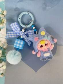 New Adult Unisex Dopamine Design Cute Cartoon Big Ear Flocked Keychain, Solid Plastic Key Chain, Bag Pendant, Water Bottle, Backpack, Car Decor, Daily Accessory, Holiday, Birthday Gift - Multicolor - View 12