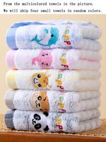 1/2/4/6 piezas Toalla pequeña con patrones bordados de animales como panda, jirafa, elefante, de 22,5 x 44 cm, colores aleatorios, absorbente y de secado rápido, adecuada para baño, escuela, etc.