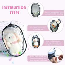 2PCS Large Clear Figure Display Bag Compatible With 7Inche Blind Box Doll PVC Protective Case Portable Carrying PouchChristmas - Đen + Hồng đậm - Xem 4