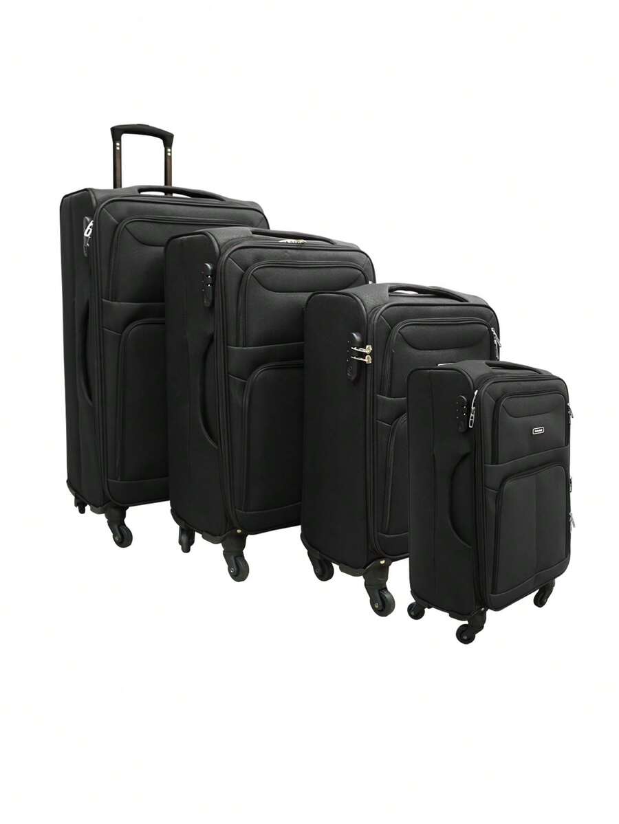 Walizka z tkaniny Oxford, walizka na kółkach, duża pojemność, 4-częściowy zestaw walizek z tkaniny Oxford, 20/24/28/32 cale, odporna na zarys Oxford, 20/24/28/32 cale, odpornaa zarys może być używana jako bagaż podręczny lub walizka - 黑色 - 查看 1