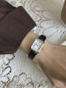 Retro Square Ladies' Watch With Roman Numerals, Crocodile Leather Strap With Multiple Colors To Choose From, Light Luxury Vintage Style Quartz Wristwatch, Accessory With A Unique Design Sense, 3pcs/Set - Multicolor - View 3