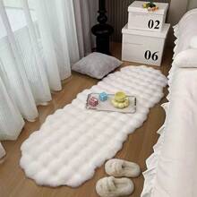 1件仿兔毛绒米色不对称形状地毯垫，柔软蓬松舒适，米色装饰垫，适用于沙发、卧室床边、书房，营造温馨家居氛围。 - 白色 - 查看 6