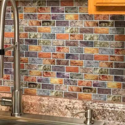 Colored Peel And Stick Tiles Vinyl Stick On Subway Tiles For Kitchen Backsplash Bathroom 30x30 CM 10 Tiles
