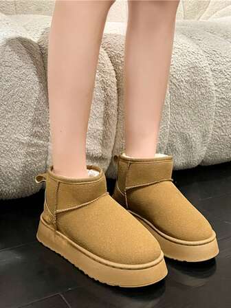 2025 Winter New Thick Sole Snow Boots For Women, Plush Lining, Warm, Comfortable, Versatile, Slip-On Casual Outdoor Boots