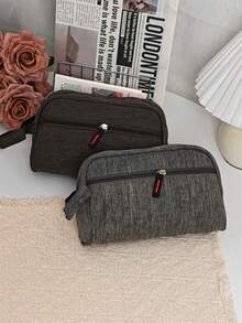 Minimalistische einfarbige Textur Aufbewahrungstasche, große Kapazität lässige modische Organizer Tasche, multifunktionale Kulturbeutel für Reisen, ideales tägliches Accessoire, geeignet für Outdoor-Reisen - Verschiedenfarbig - Übersicht 1