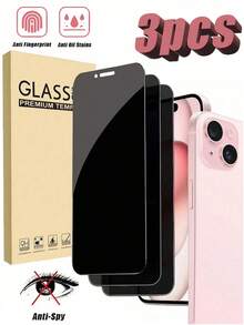 3pcs Privacy Screen Protector Compatible With IPhone 15/15 Plus/15 Pro/15 Pro Max/14/14 Plus/14 Pro/14 Pro Max/13 Mini/13/13 Pro/13 Pro Max/12 Mini, Compatible With IPhone 16/16 Pro/16 Plus/16 Pro Max/17/17 Air/17 Pro/17 Pro Max, Tempered Glass, Anti-Scratch, Anti-Fingerprint, Anti-Drop, Anti-Peeping, Perfect Fit With Phone Case - Black - View 22